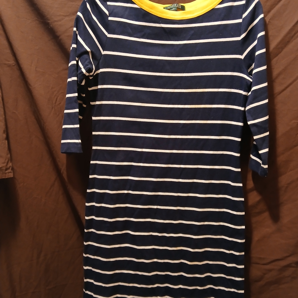 Ralph Lauren Navy and Yellow Striped Top